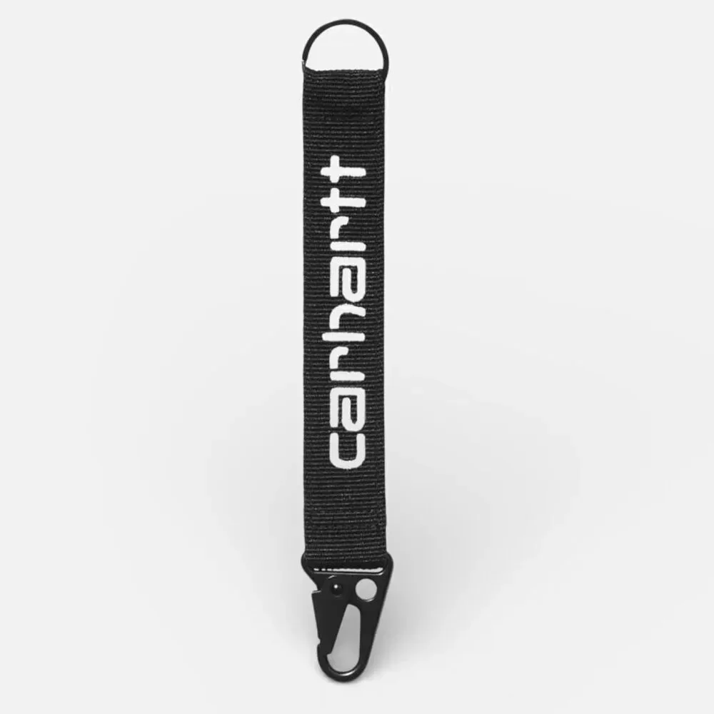Carhartt WIP Jaden Keyholder Black White Logo Webbing Clip Keychain, New